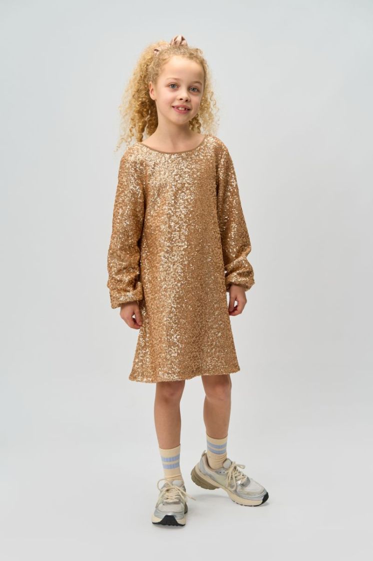 TNRUPA L_S SEQUIN DRESS GOLD