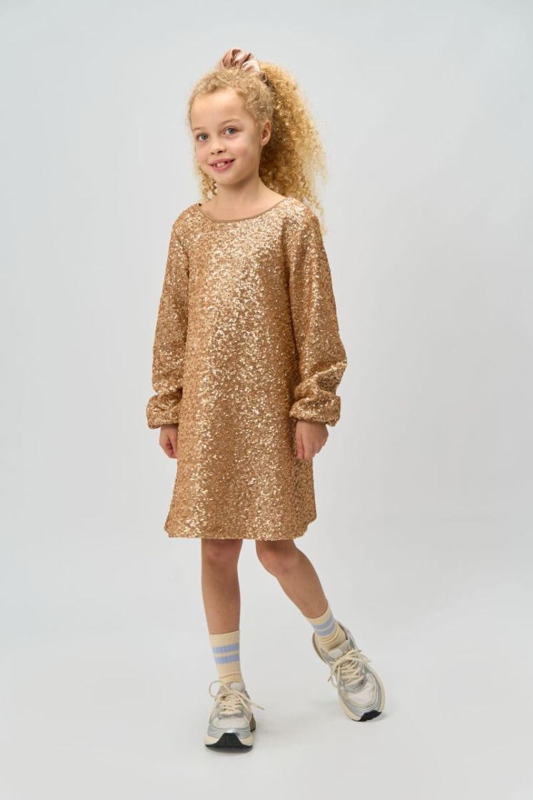 TNRUPA L_S SEQUIN DRESS GOLD