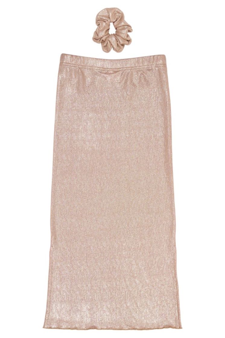 TNROSALIND LONG GLITTER SKIRT GOLD