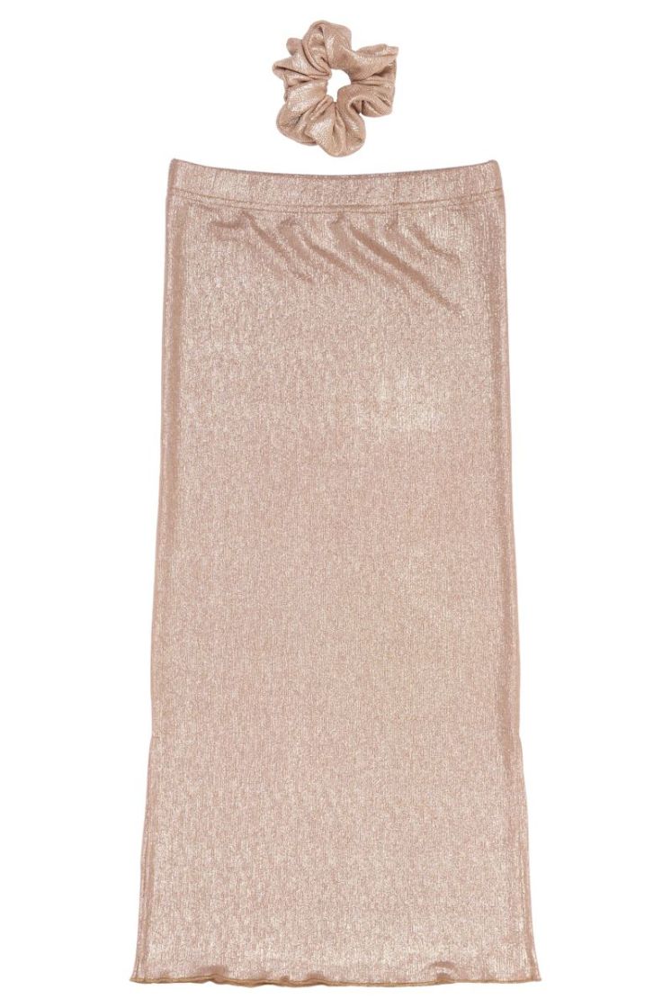 TNROSALIND LONG GLITTER SKIRT GOLD