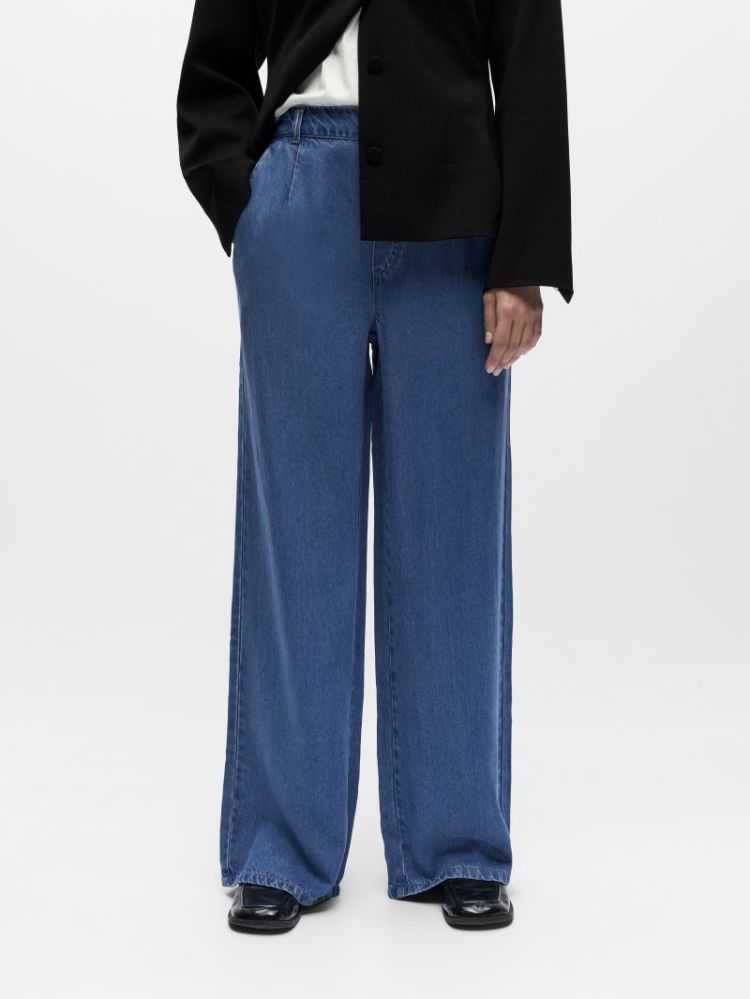 OBJFRAME LISA WIDE MW PANT NOO Medium Blue Den