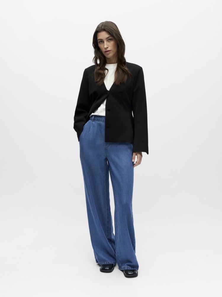 OBJFRAME LISA WIDE MW PANT NOO Medium Blue Den