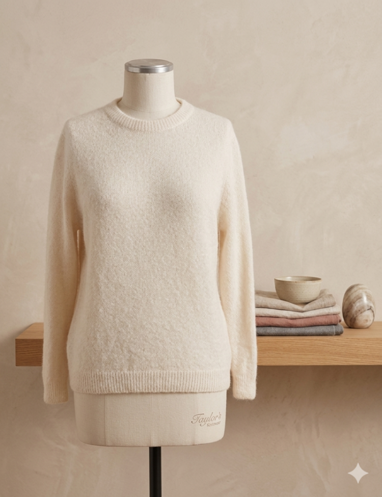 PULL COLL ROND BLANC