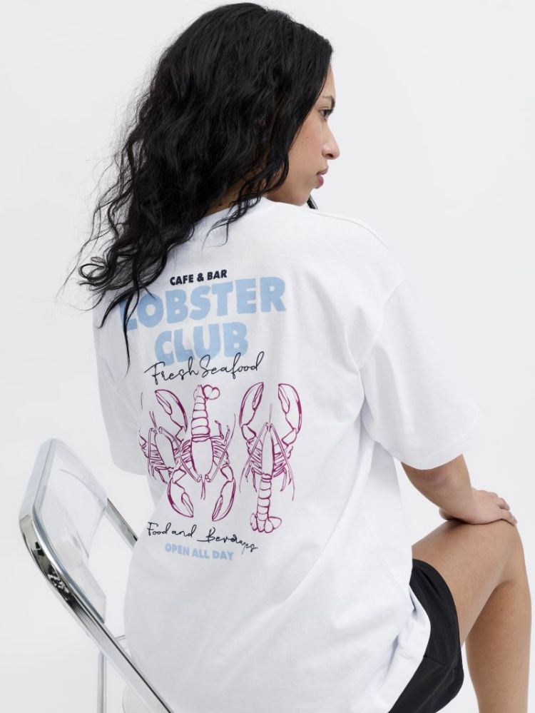 JXMILLOW LOOSE SS TEE BR WHITE:LOBSTE
