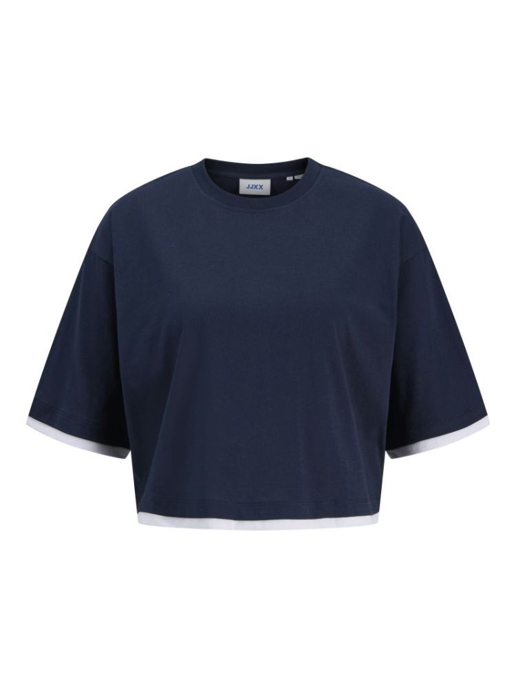 JXANDREA SS CROPED CONTRAST TE NAVY BLAZER