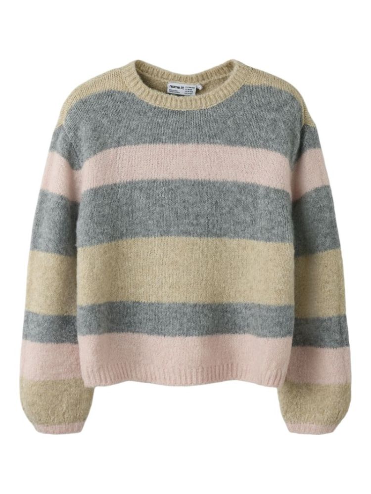 NKFLUCI LS LOOSE KNIT SUBDUED BLUE