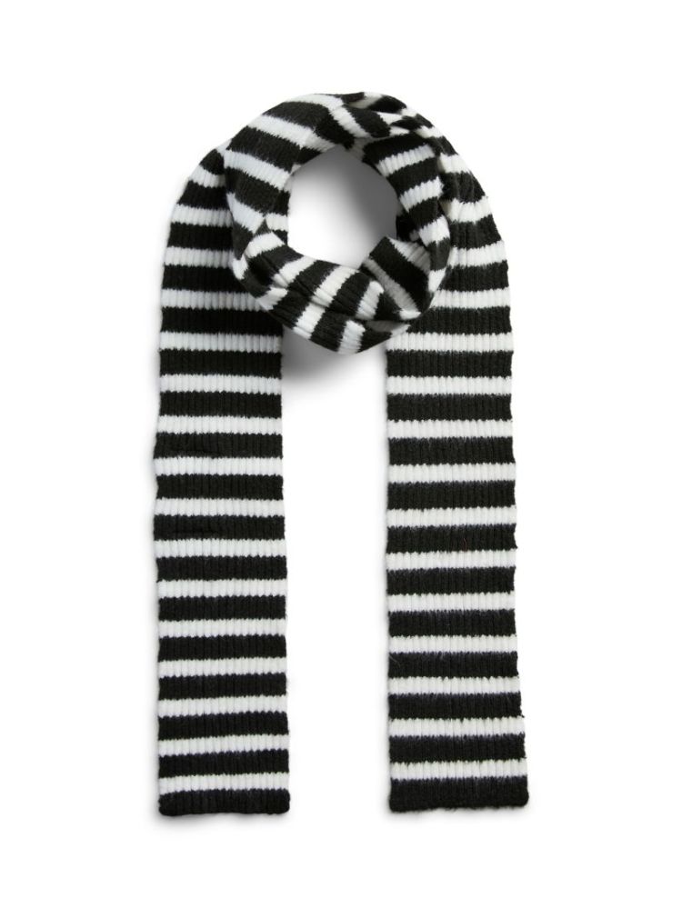 PCJAYA LONG NARROW SWARF BLACK BRIGHT WH