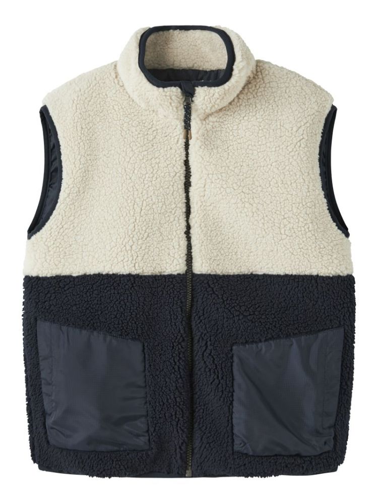 NKMMACEY TEDDY VEST BLOCK DARK SAPPHIRE