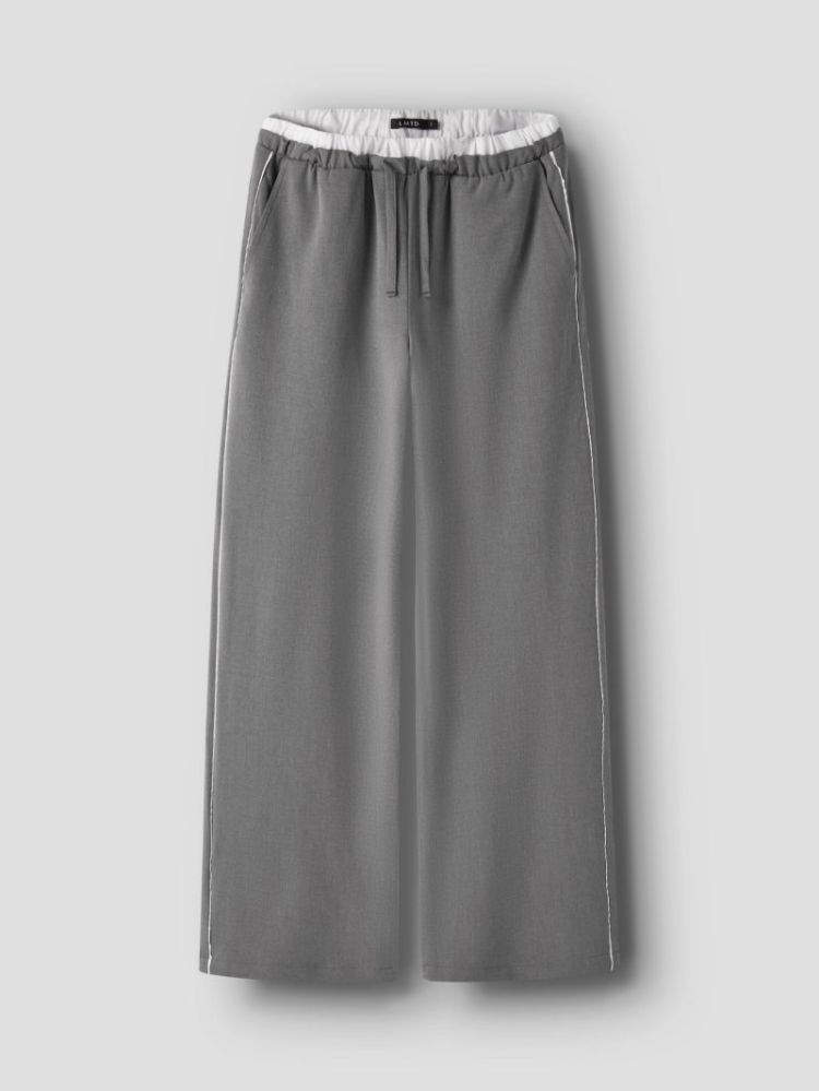 NLFLUIS PIPE LW WIDE PANT GREY MELANGE