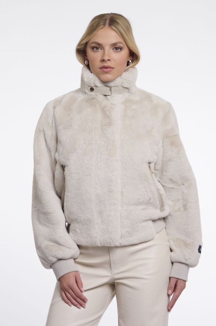 SHORT FAUX FUR COAT BIRCH