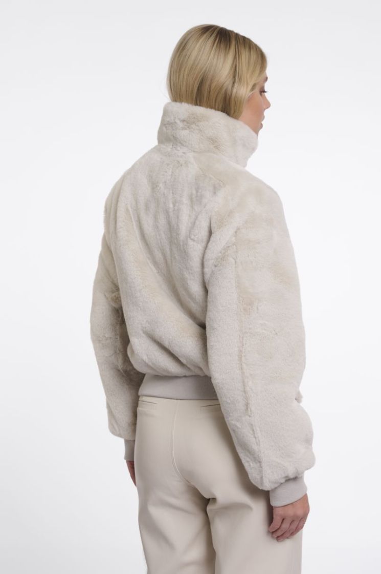 SHORT FAUX FUR COAT BIRCH