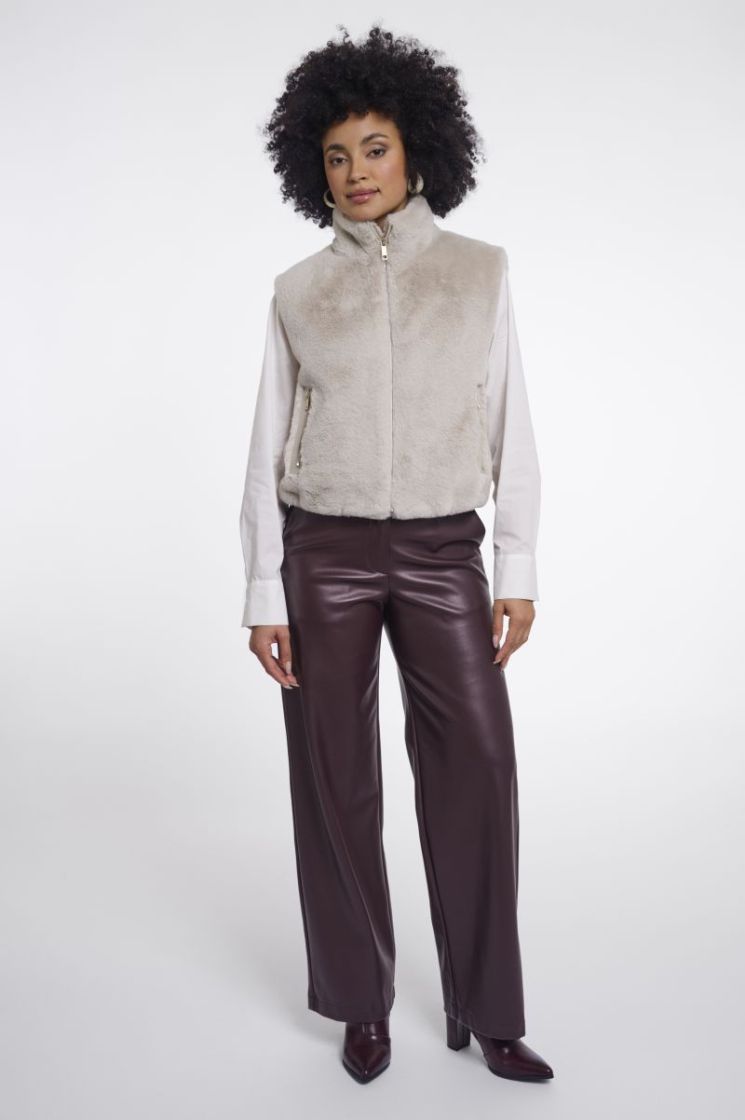 SHORT FAUX FUR WAISTCOAT BIRCH