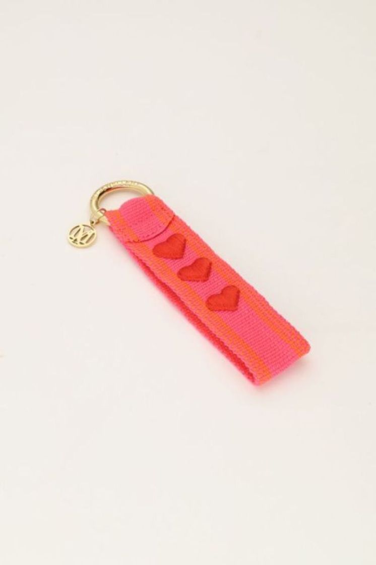 ROZE SLEUTELHANGER MET HARTJES ROZE