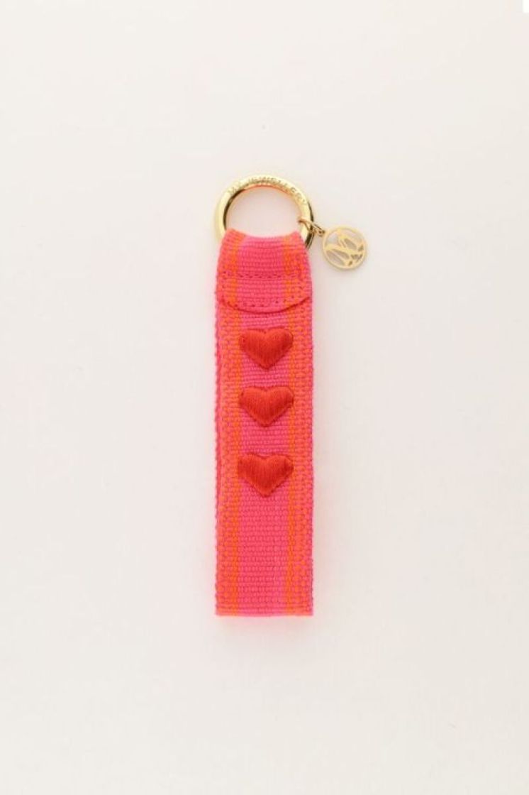 ROZE SLEUTELHANGER MET HARTJES ROZE