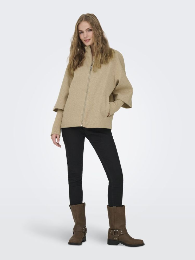 JDYMEMORY LIFE RIB SHORT JACKE BROWN MEL WHITE