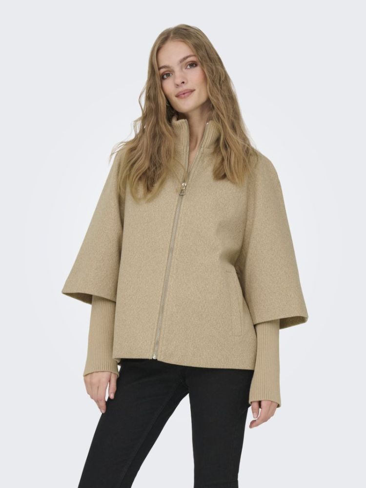 JDYMEMORY LIFE RIB SHORT JACKE BROWN MEL WHITE