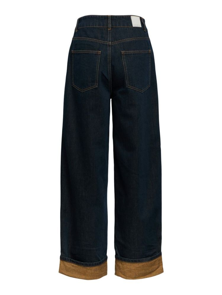 OBJISIRA HW STRAIGHT LOOSE JEA DARK BLUE DENIM