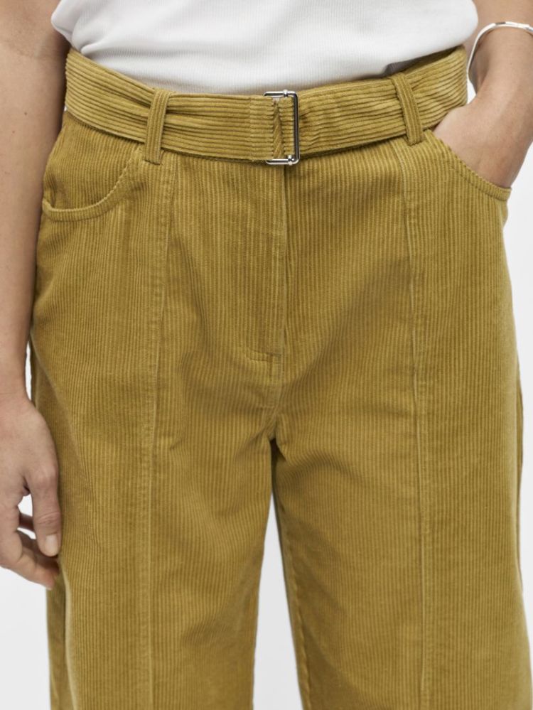 OBJPELLA MW WIDE PANT FENNEL SEED