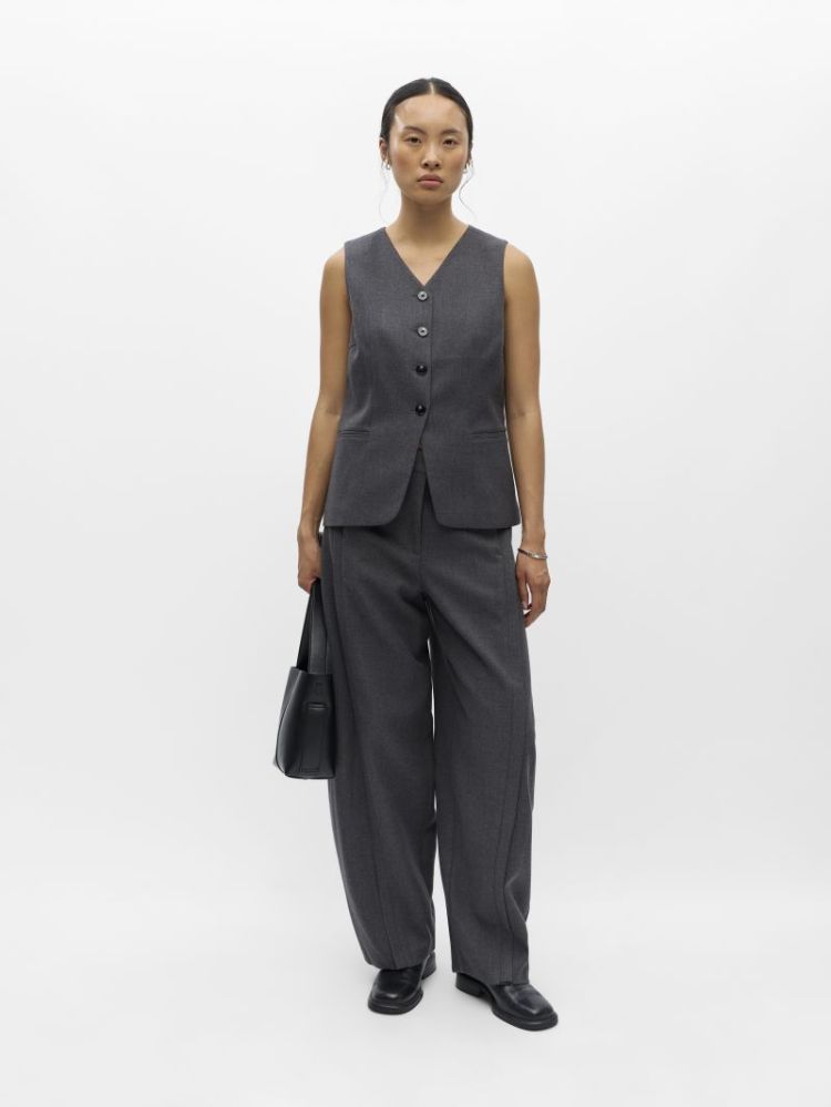 OBJKAVIN RE WAISTCOAT DARK GREY MELAN