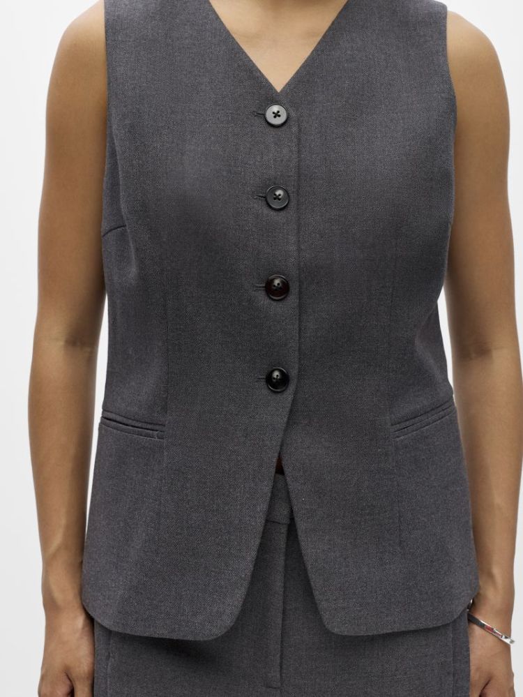 OBJKAVIN RE WAISTCOAT DARK GREY MELAN