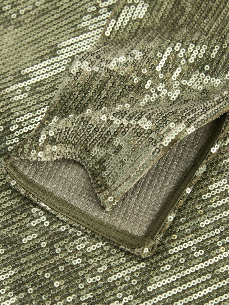 JXNANI SEQUIN LS TOP WINTER MOSS