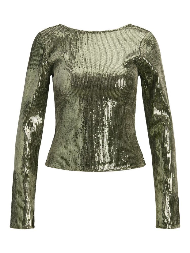 JXNANI SEQUIN LS TOP WINTER MOSS