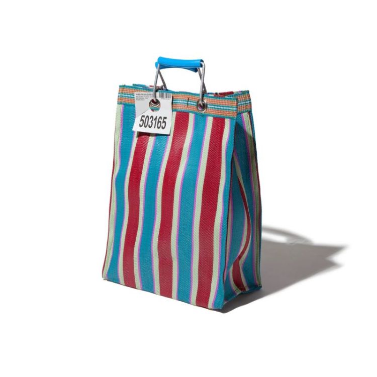 RECYCLED PLASTIC STRIPE BAG ORANGE BLUE
