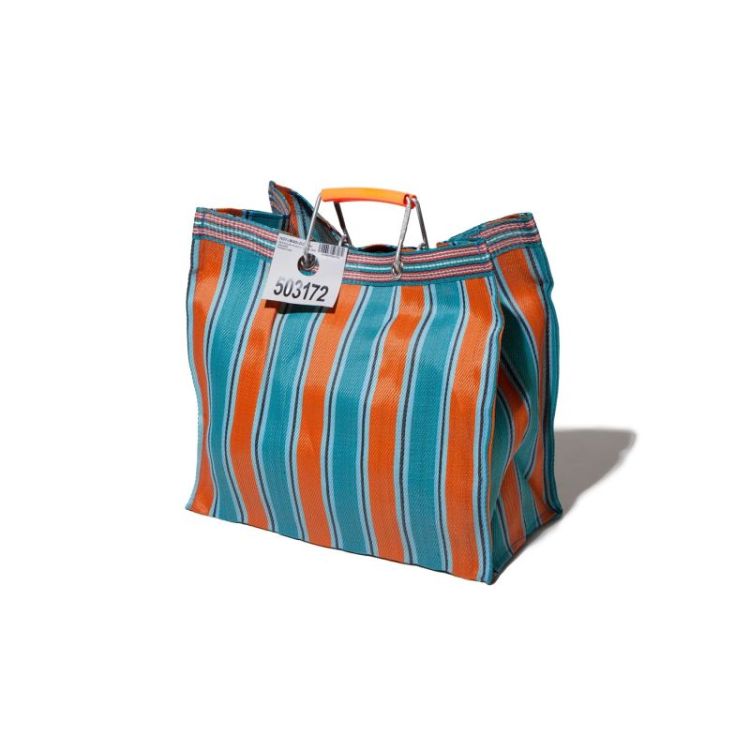 RECYCLED PLASTIC STRIPE BAG ORANGE BLUE