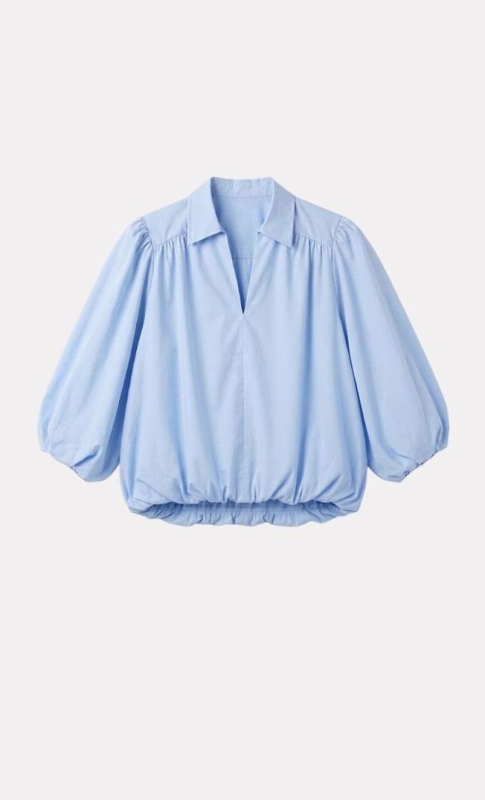 Cotton balloon blouse LIGHT BLUE