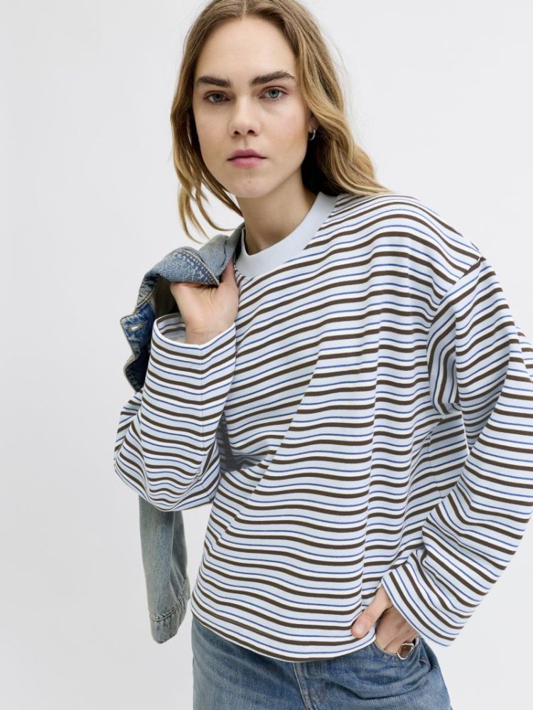 JXEA SOPHIA BOXYSTRIPE CREW SKYWAY/DEMITASS