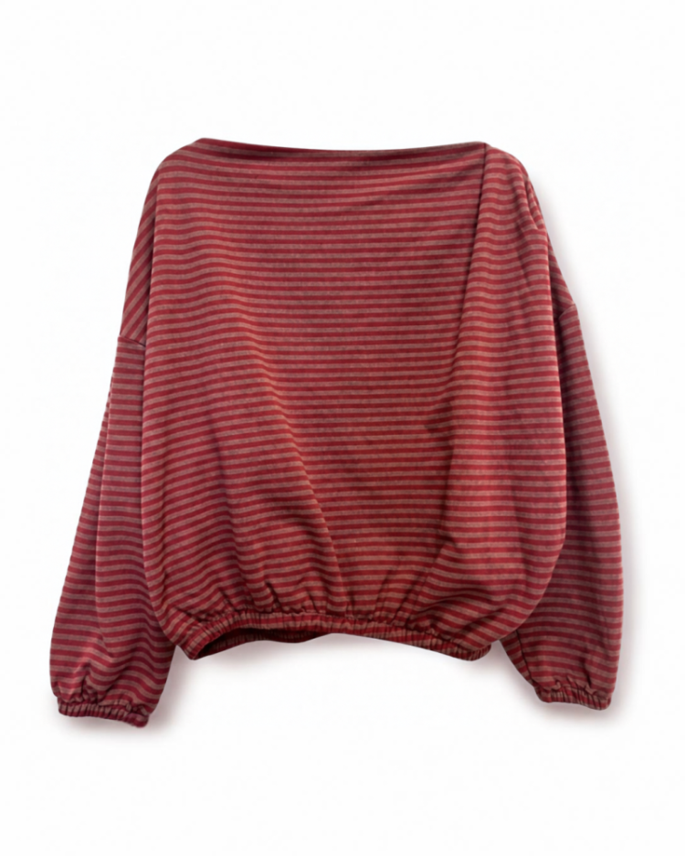 T SHIRT STRIPE MARRON