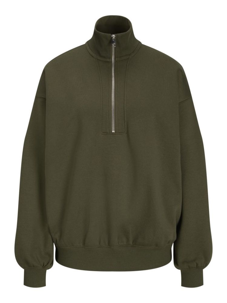 JXISLA HIGH NECK ZIP SWEAT OLIVE NIGHT